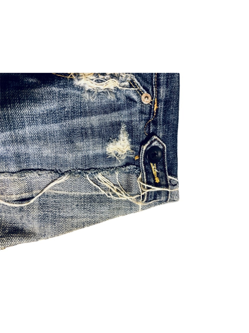 Vintage Ruehl Super Low Rise Distressed Jean Shorts Size 25 - Picture 4 of 10